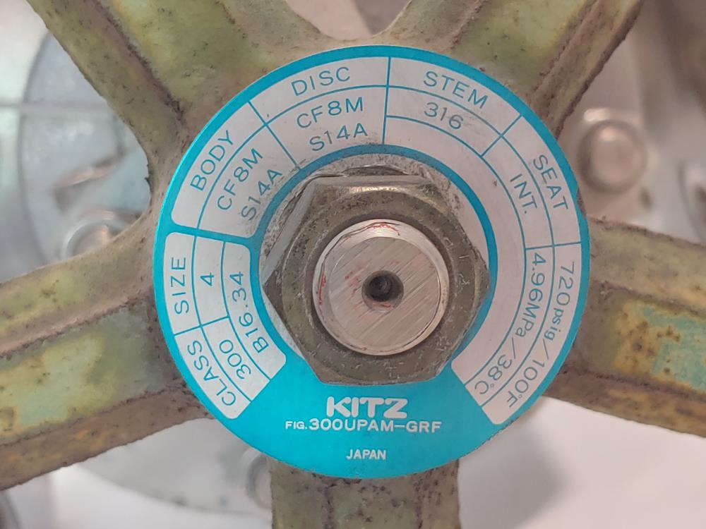 Kitz 4" 300# CF8M Globe Valve, Fig# 300UPAM-GRF