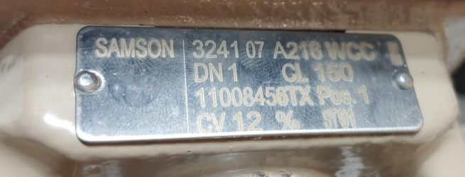 SAMSON 1" 150# WCC Control Valve Model 3277 w/ 3730-3 HART Capable Positioner 