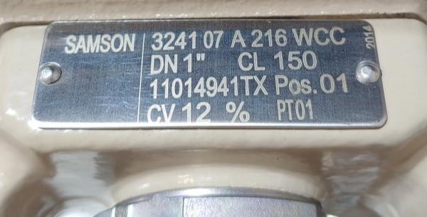 SAMSON 1" 150# WCC Model 3277 Control Valve w/ 3730-3 HART capable Positioner