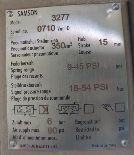 SAMSON 3" 150# CF8M Control Valve Model 3277 with 3730-3 HART Capable Positioner