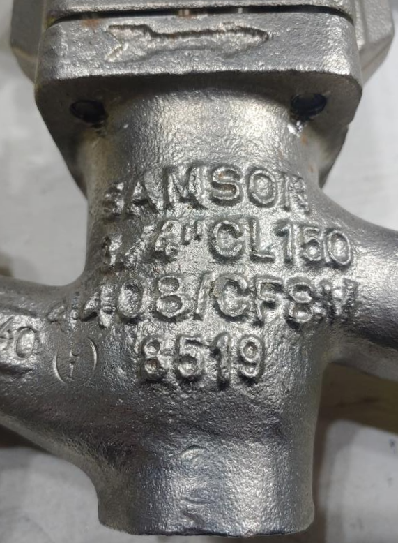 SAMSON 3/4" 150# CF8M Control Valve Model 3277 w/ 3730-3 HART Capable Positioner