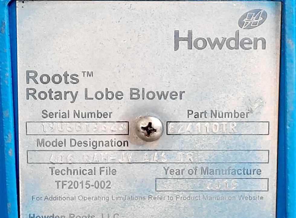 Howden Roots Rotary Lobe Blower 406 RAM-JV Gas TR