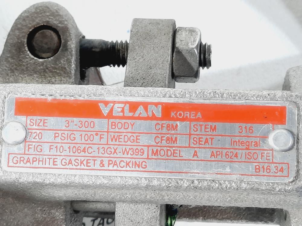 Velan 3" 300# CF8M RF Flanged Gate Valve