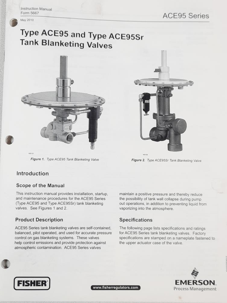 Fisher ACE95SR Tank Blanketing Valve