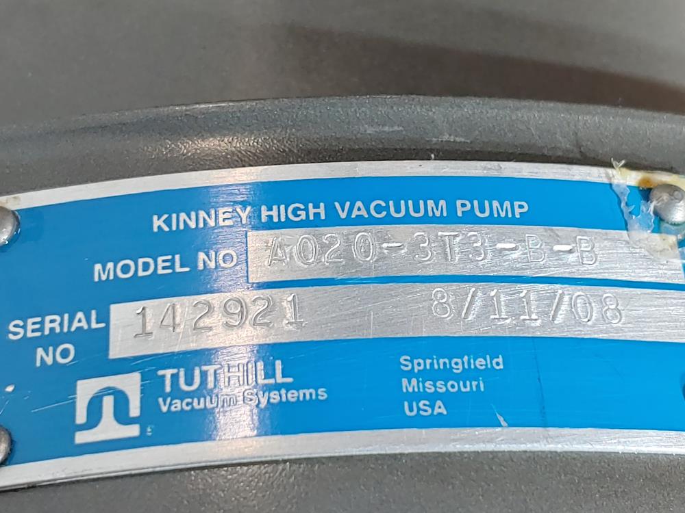 KINNEY Liquid Ring Vacuum Pump Model#: A020-3t3-B-B w/ Motor Spec 36E663-105