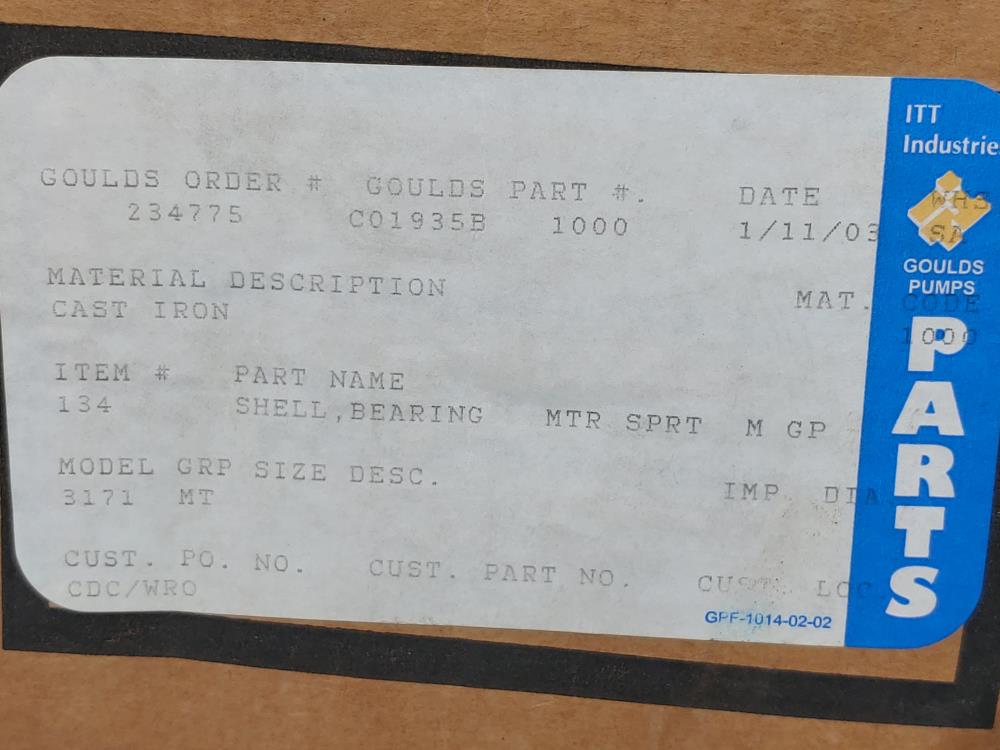 Goulds CO1935B Pump Bearing Housing Shell 57937