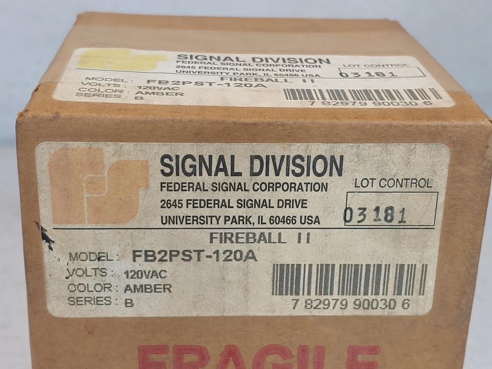 Federal Signal Fireball II Strobe Warning Light, Amber, 120V, FB2PST