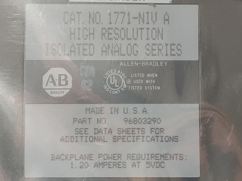 Allen Bradley 1771-NIV A High Resolution Isolated Analog I/O Module