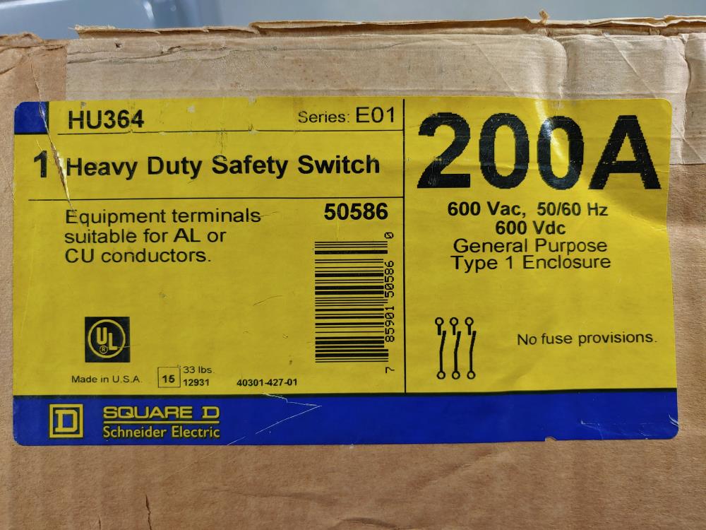 Square D Heavy Duty Safety Switch HU364 Series E01