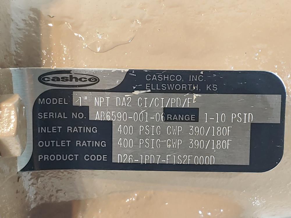 CASHCO 1" NPT DA2 CI/CI/PD/F Different Pressure Reducing Regulator