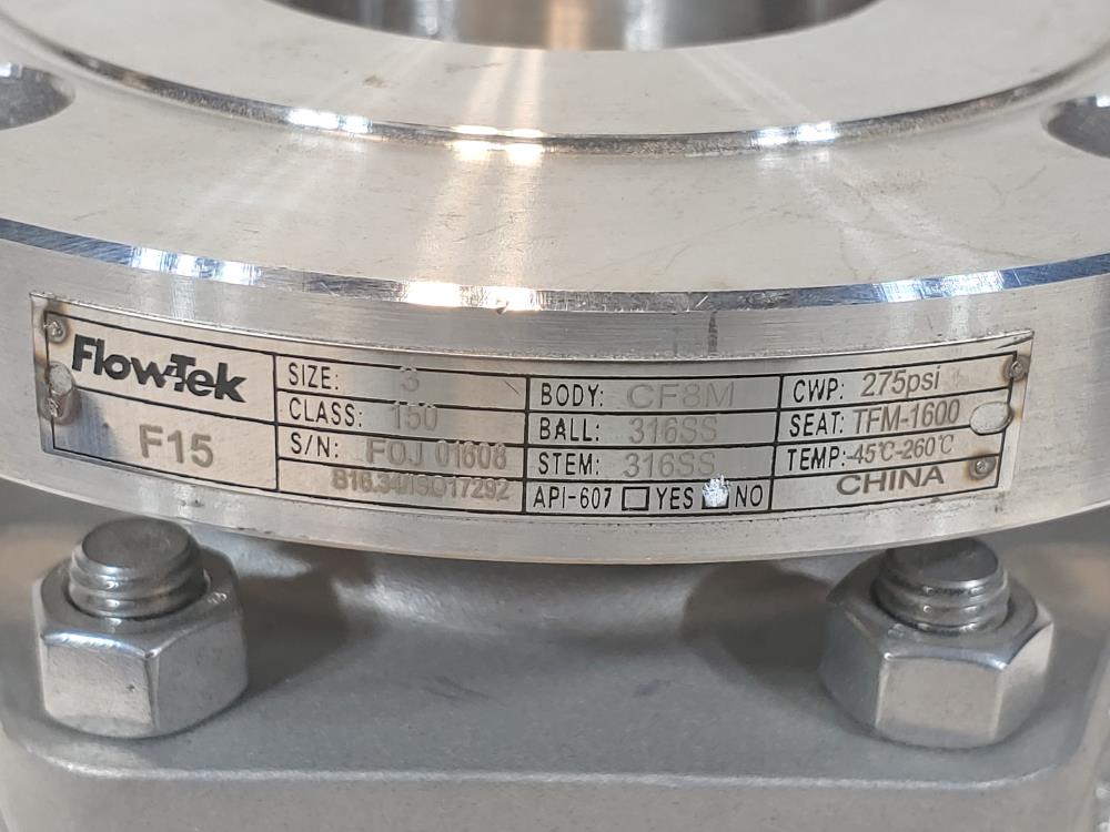 Flow-Tek F15 CF8M 3" 150# 2-pc Ball Valve