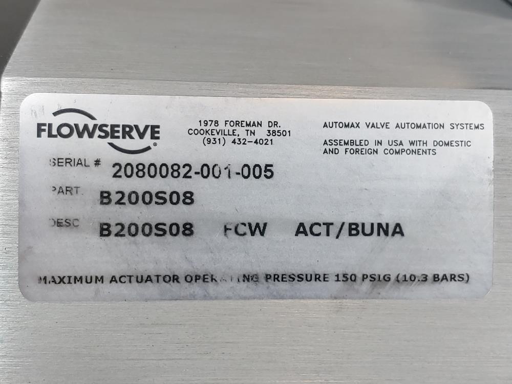 Flowserve Automax Actuator B200S08 w/ Flowserve Ultraswitch