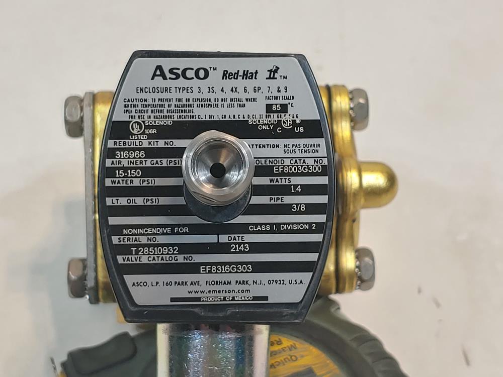 Asco 3-Way Brass 3/8" Low Power Solenoid Valve EF8003G300 / EF8316G303