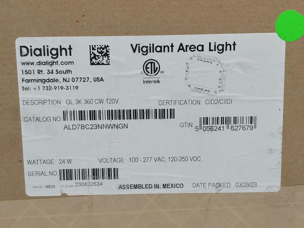 Dialight Safelight LED Area Light  GL 3K 360 CW 120V