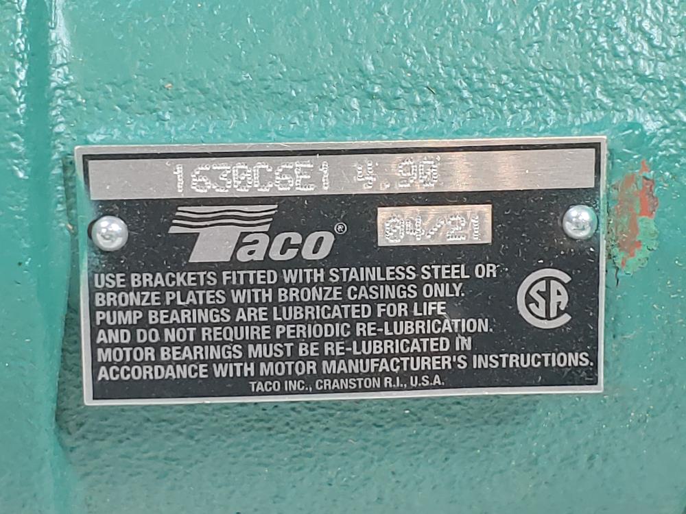 Taco 1630 Cast Iron Circulator Pump 1630C6E1 