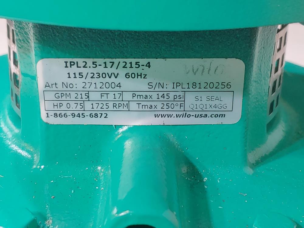 Wilo 2712004 Inline Pump IPL 2.5 17/215-4 