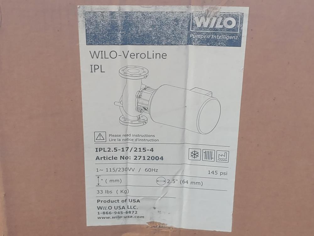 Wilo 2712004 Inline Pump IPL 2.5 17/215-4 