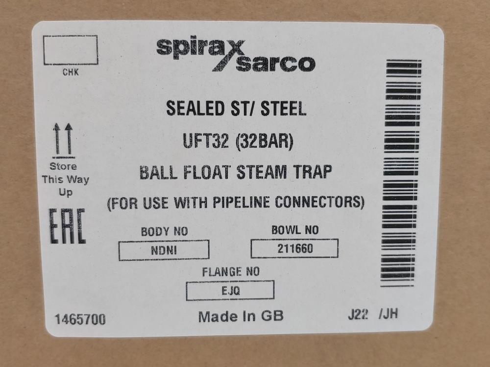 Spirax Sarco Stainless Steel Ball Float Steam Trap Model UFT32 (32BAR)