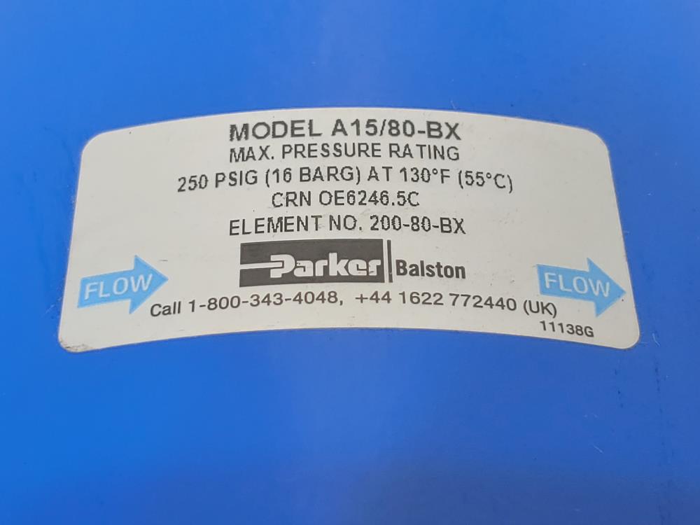 Parker Hannifin Compressed Air Filter Assembly A15/80-BX