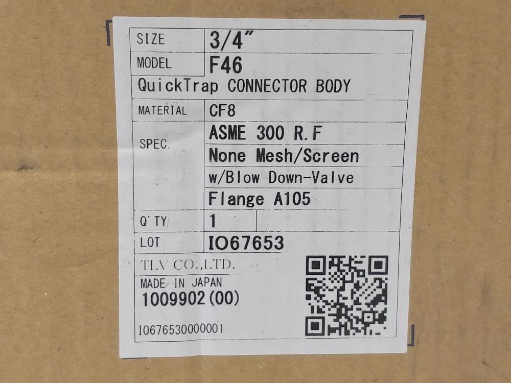 TLV 3/4" NPT F46 QuickTrap Connector Body w/ Blow Down Valve