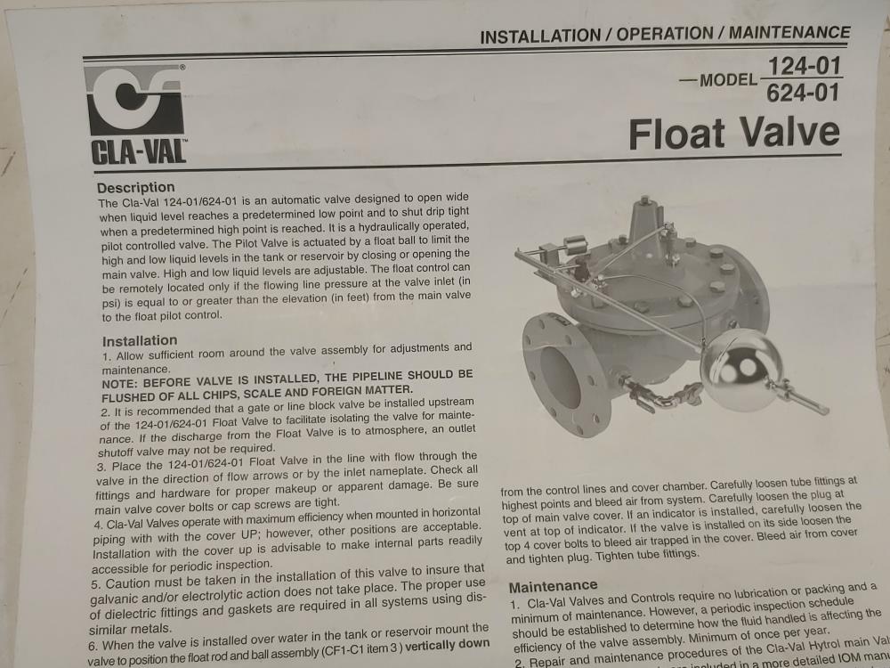 CLA-VAL 1-1/2"  124-01A  Float Valve 