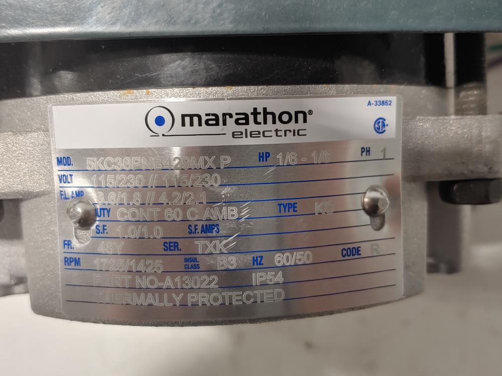 ADI Dia-Vac Pump Model# R221-FT-RA1 w/ Marathon Electric Motor 5KC36PNB429MX P