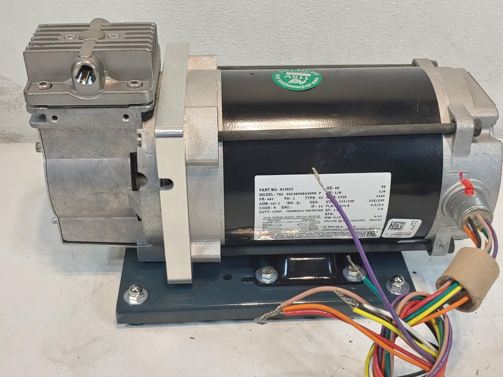 ADI Dia-Vac Pump Model# R221-FT-RA1 w/ Marathon Electric Motor 5KC36PNB429MX P