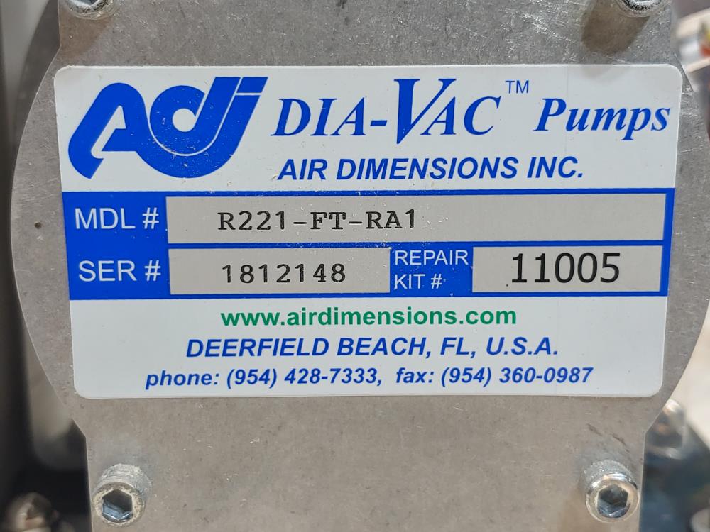 ADI Dia-Vac Pump Model# R221-FT-RA1 w/ Marathon Electric Motor 5KC36PNB429MX P