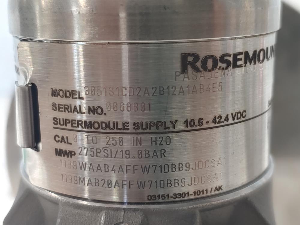 Rosemount 3051 Pressure Transmitter 3051S1CD2A2B12A1AB4E5 