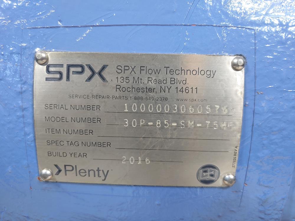 SPX Plenty Tank Mixer Gear Box 30P-85-SM-75HP