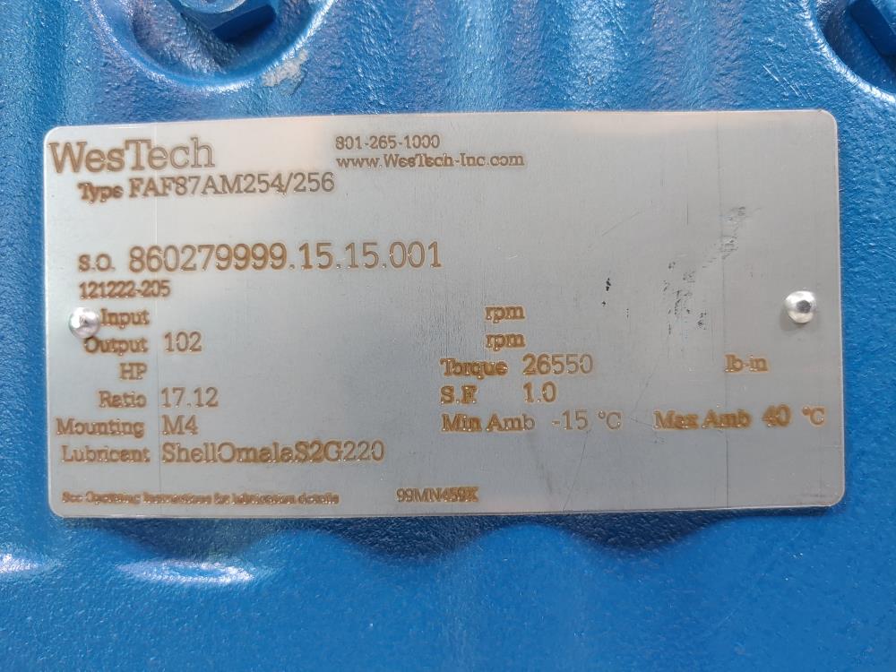 SEW WesTech Helical Gear Unit Type: FAF87AM254/256 Ratio17.12