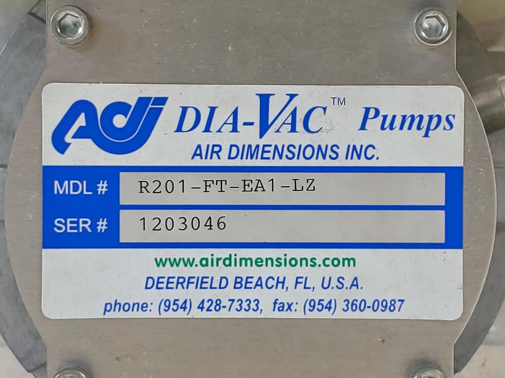 ADI Dia-Vac Pump Model# R201-FT-EA1-LZ w/Marathon Electric Motor 5KC36FNR-210LXP