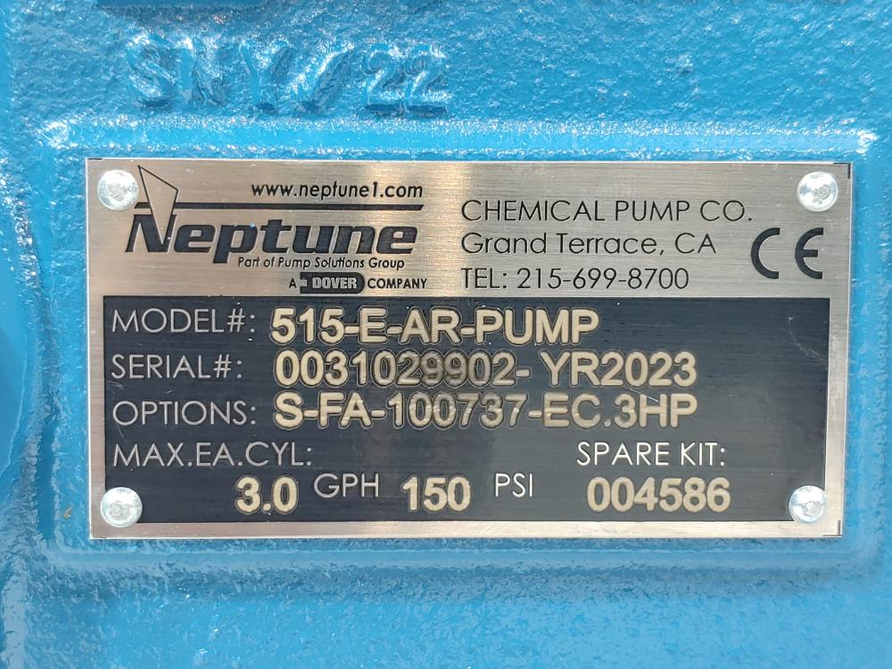 Neptune Metering Pump 515-E-AR-PUMP w/ Advanced Stroke Controller & Motor