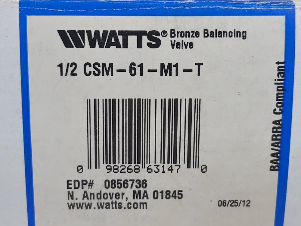 Watts 1/2" Flow Measurement Balancing Valve Model CSM-61-M1