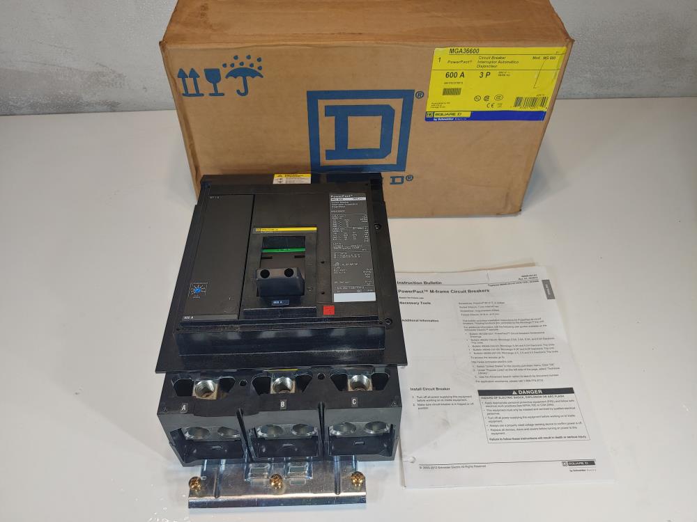 Square D 600A 3P 600V Molded Case I-Line Plug-In Circuit Breaker MGA36600