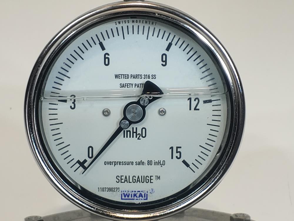 Wika 4" SealGauge Diaphragm Pressure Gauge  0-15 inH20 