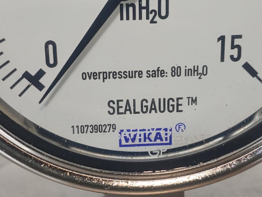 Wika 4" SealGauge Diaphragm Pressure Gauge  0-15 inH20 