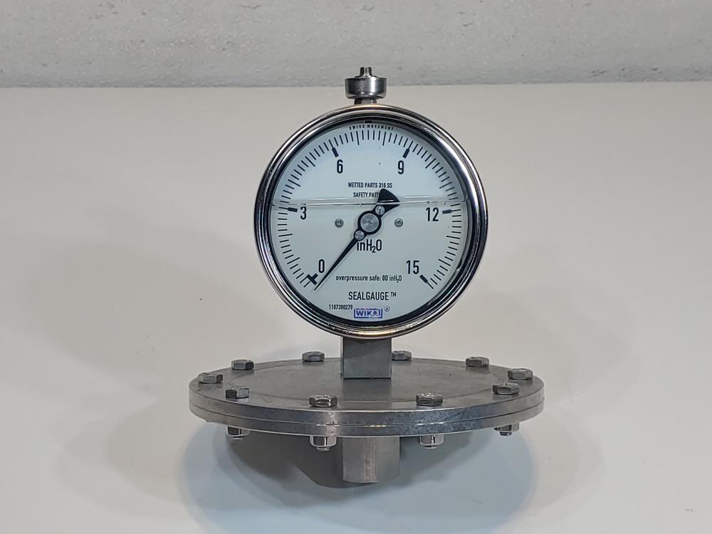 Wika 4" SealGauge Diaphragm Pressure Gauge  0-15 inH20 