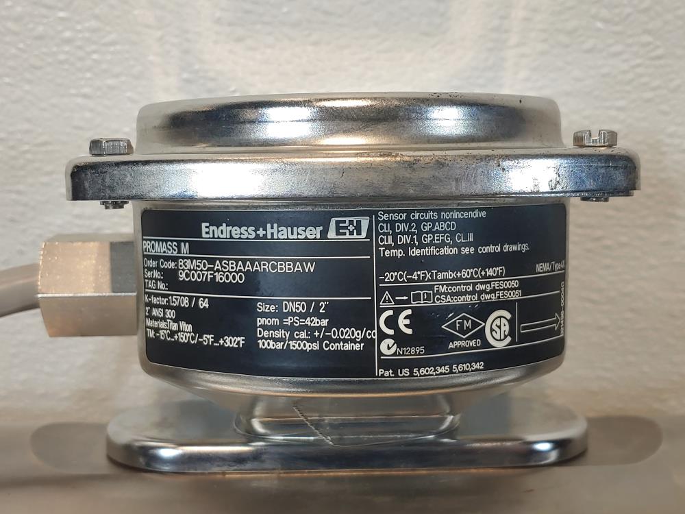 Endress + Hauser  2" 150# Promass 83 Coriolis Mass Flow Meter 83M50-ASBAAARCBBAW