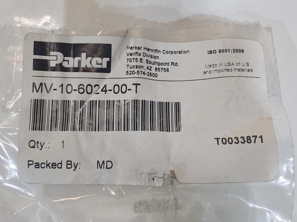 Parker MV-10-6024-00-T Partek High Purity PFA Diaphragm Valve 1/4 Parflare