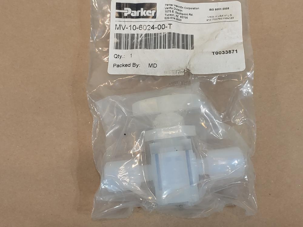 Parker MV-10-6024-00-T Partek High Purity PFA Diaphragm Valve 1/4 Parflare