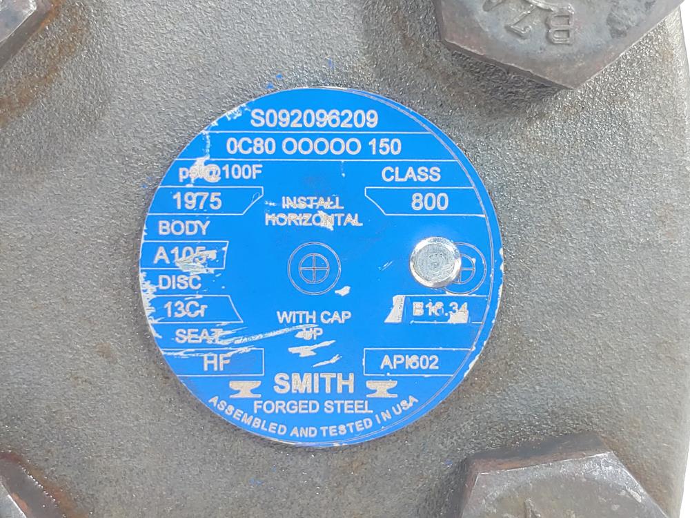 Smith 1-1/2" 800#  Carbon Steel Piston Check Valve