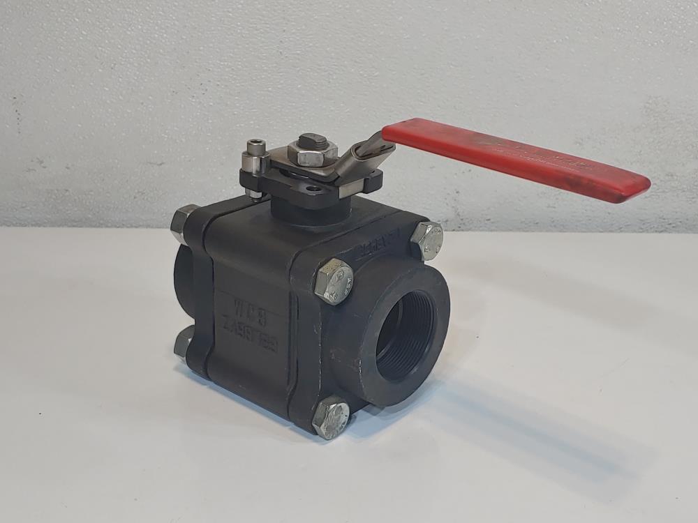 KF Contromatics 2" Threaded 3-Piece Full Port WCB Ball Valve