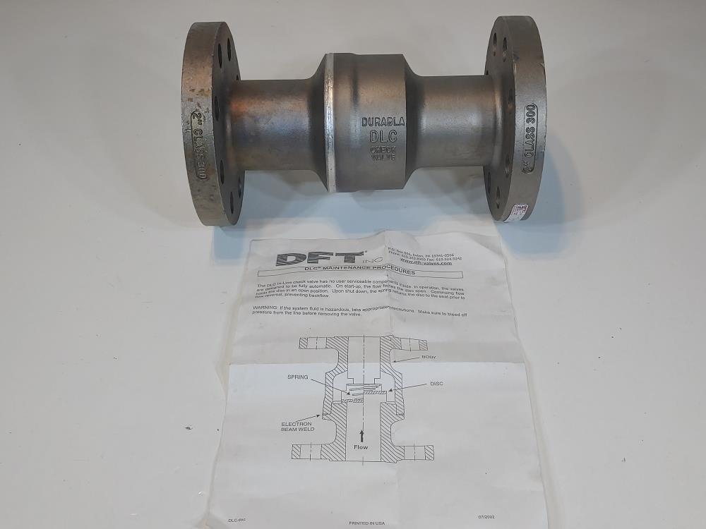 DFT 2" 300# DLC Stainless Steel Durabla Flanged Check Valve Model#: 9615 