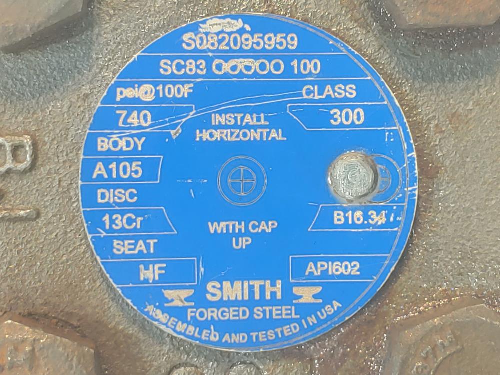 Smith SC83 Forged Steel 1" 300# Flanged Piston Check Valve