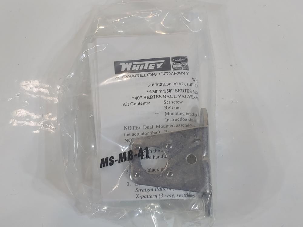 Whitey MS-MB-41 Actuator Mounting Bracket Kit For Ball Valve - Box of (2)