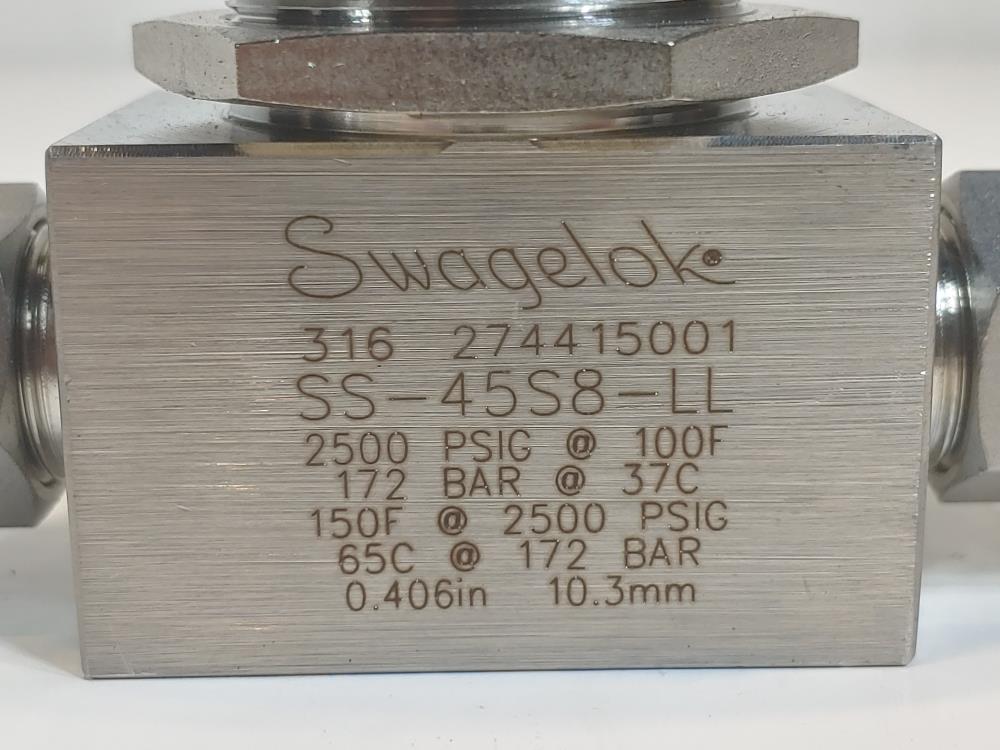 Swagelok SS-45S8-LL 1pc Ball Valve 1/2" Tube Fitting w/ Latch Lock Handle