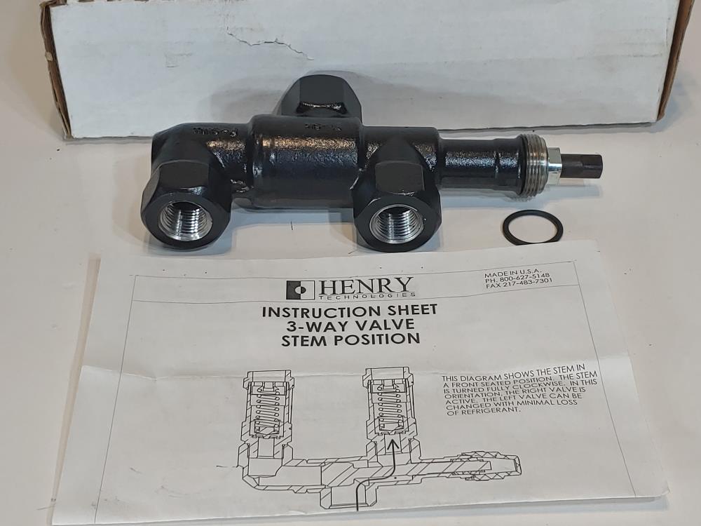 York ( Henry ) 3-Way 1/2" NPT Valve Stop P/N: 022-03411 000