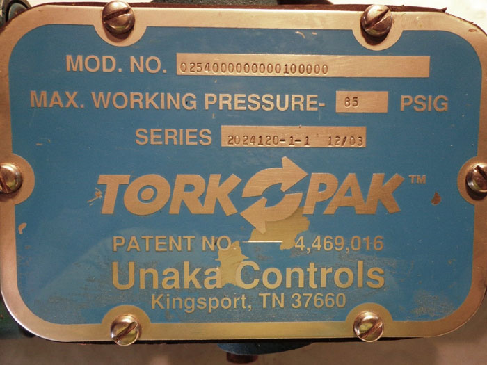 UNAKA CONTROLS TORK PAK DIAPHRAGM ACTUATOR