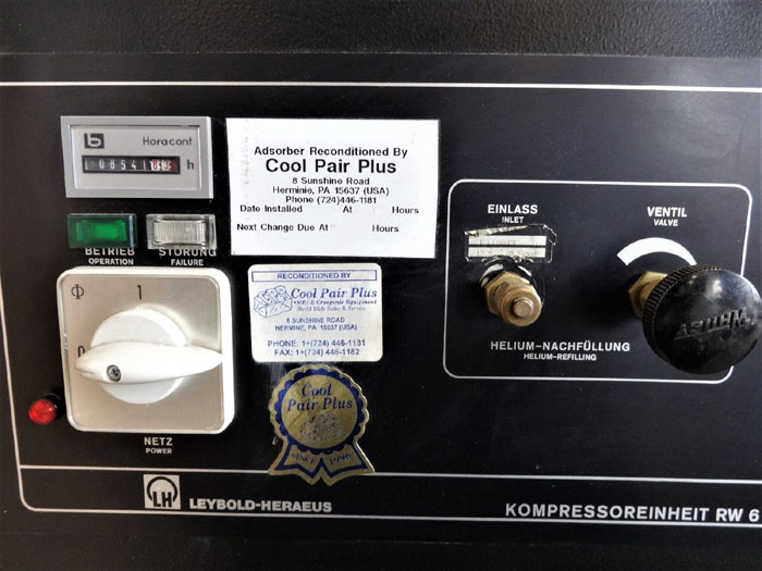 LEYBOLD-HERAEUS RW 6 CYROGENIC COMPRESSOR